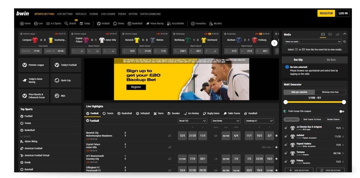 Bwin home page