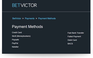Betvictor deposit and withdrawal options